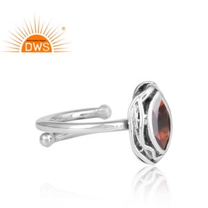 Vintage Look Red Garnet Gemstone Nanette Shape Ring 925 Sterling <b>Oxidized</b> Silver Ring Jewelry For All Sizes Manufacturer - Product Image 3