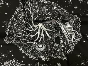 Celestial Tree Of Life Square Wall Hanging Tapestry Black <b>Silver</b> Cotton Altar <b>Cloth</b> Printed for Table Cover By Indian Consigners - Product Image 3