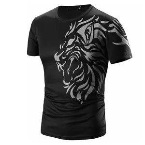 Camisetas con estampado de León digital para hombre de último diseño, camiseta informal con estampado de sublimación y logotipo personalizado