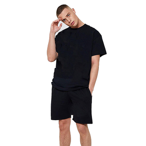 Conjuntos de camisetas y pantalones cortos de algodón de talla grande, venta al por mayor de fábrica de Pakistán, color negro - Product Image 4