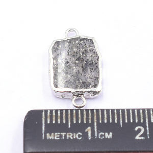 Pierre de soleil noire de 18 à 20 mm avec connecteur rectangulaire plaqué argent pour la fabrication de bijoux - Product Image 3