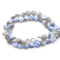 Perles de pierre facettées en agate bleue en forme de cœur, 9-10 mm, longueur 8 pouces, certifiées IGI pour la fabrication de bijoux et l'artisanat