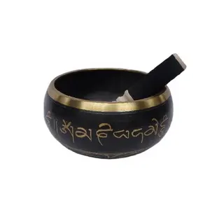 瞑想チベット歌うボウル真鍮金属歌うボウルで作られた黒い色の歌うボウル