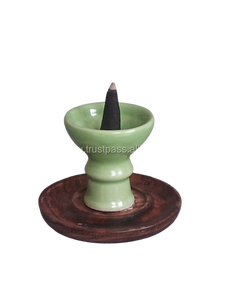 Kalavastu - Porta Incienso de Madera Hecho a Mano con Quemador de Resina Cerámica de Colores y Recolector de Cenizas, Difusor de Aromaterapia para Todas las Estaciones - Product Image 2