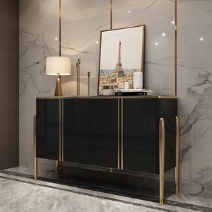 Buffet rectangulaire taupe moderne avec dessus en pierre frittée Armoire pliable autonome pour salon et salle à manger Meubles de maison - Product Image 3