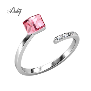 <span class=keywords><strong>Bague</strong></span> ajustable pour <span class=keywords><strong>femme</strong></span> Keister, ornée de cristaux <span class=keywords><strong>Swarovski</strong></span>, bijoux en argent sterling 925 plaqué or 18 carats, Daisini - Product Image 1