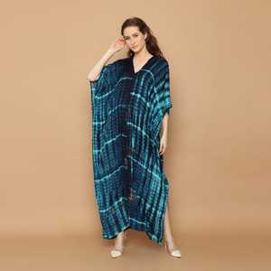 Caftán Tie-Dye de verano para mujer, ropa de playa de manga larga con cuello en V, novedad de 2022 - Product Image 4