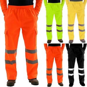 กางเกงนิรภัย Hi-Vis สีดำสำหรับผู้ชายกันน้ำน้ำหนักเบาแห้งเร็วมองเห็นได้ชัดสูงสำหรับออกกำลังกายบนท้องถนนแบบสะท้อนแสงกำหนดเอง - Product Image 6