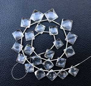 Pierre précieuse en cristal de Quartz naturel 23 pièces, perles de forme carrée à facettes, fabrication en gros, véritable, haute qualité - Product Image 3