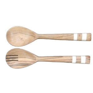 Mango ชุดเซ็ตเซิร์ฟเวอร์สลัด,ด้ามจับไม้และเรซิ่นทำจากสเตนเลสสตีลมีช้อนส้อมเสิร์ฟช้อนส้อมมีดในครัว - Product Image 1