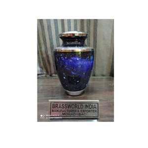Urna de cremación de galaxia azul de latón, suministros funerarios de alta calidad, India - Product Image 1