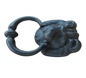 Embout de porte Antique en fonte, accessoire traditionnel noir mat à revêtement de poudre, forme d'animaux anciens, tête de Lion - Product Image 3