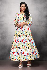 Très belle tenue décontractée coton rayonne imprimé filles porter longue robe indien prêt à porter bas prix vente en gros Surat ApparelGarment - Product Image 4
