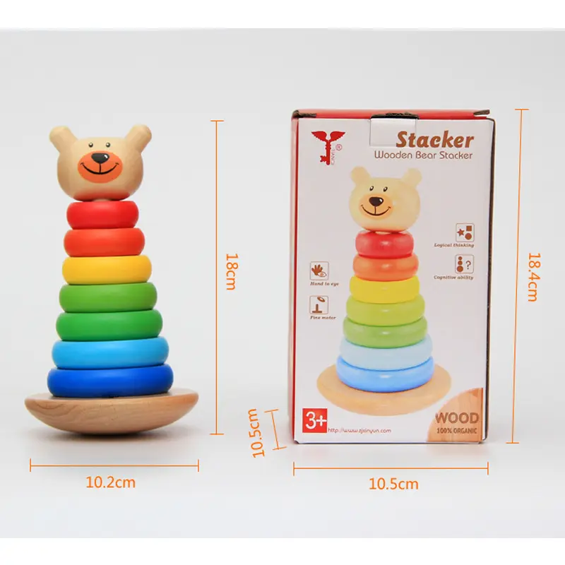 Детский креативный игрушечный медведь-качалка, радужная башня, строительные блоки для раннего развития, обучающие игрушки для мальчиков и девочек