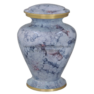 Urnas funerarias de latón macizo talladas a mano, elegantes urnas de cremación de latón esmaltadas con tacto de mármol - Product Image 2