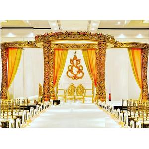 Palazzo doré traditionnel Mandap décorations de mariage Maharaja mariage configuration indien pilier d'or ensemble Delizio mariage Mandap UK - Product Image 1