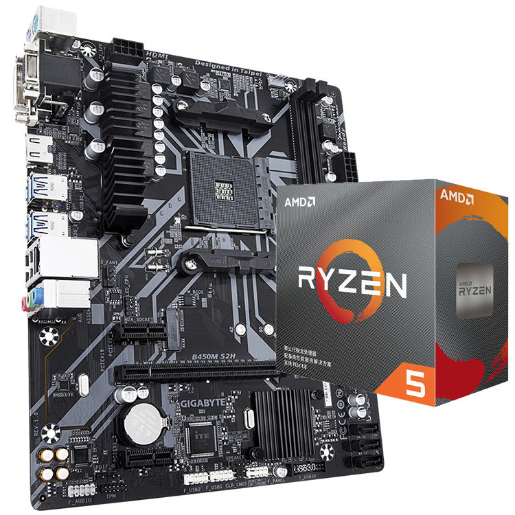 GIGABYTE B450M S2H б/у материнская плата с AMD Ryzen 5 7 2700