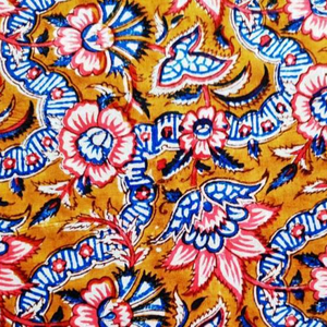 Premium calidad 100% tela de algodón amarillo Color ámbar mano bloque impreso tela de tela para textiles para el hogar - Product Image 2