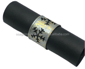 ห่วงรัดผ้าเช็ดปากโลหะสีทอง,ห่วงใส่ผ้าเช็ดปากดีไซน์รูปเกล็ดหิมะทรงกลม - Product Image 1