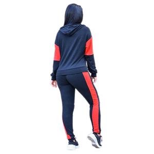 Nuevo chándal deportivo para mujer con franjas laterales con logotipo personalizado, conjunto de sudadera y pantalones de chándal de forro polar. - Product Image 3