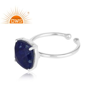 Anillo de plata con diseño de lapislázuli para mujer, conjunto de joyería fina - Product Image 2