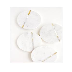 Ensemble de 4 sous-verres carrés en verre marbré de couleur blanche avec support en fer au prix le plus bas - Product Image 4