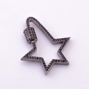 S.K. Đồ trang sức SKKB-8 <span class=keywords><strong>925</strong></span> Sterling bạc Mỹ đồ trang sức tự nhiên màu đen cột sống đá quý <span class=keywords><strong>Micro</strong></span> <span class=keywords><strong>Pave</strong></span> vermeil Sao Carabiner khóa <span class=keywords><strong>Clasp</strong></span> - Product Image 3