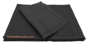 Napperon en maille et tissu 100% lin ou coton, couleur noire, taille 35x50 cm - Product Image 3