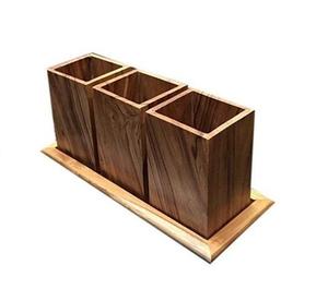 ที่ใส่ช้อนไม้4ช่องอุปกรณ์ในห้องครัวที่ทำจากธรรมชาติและขัดเงาสำหรับขนาดที่กำหนดเอง - Product Image 5