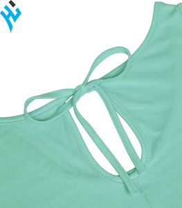 Hot selling OEM Ranphee Women's high quality fashionable t shirt Cold Shoulder Tops Plain Short Sleeve Summer Casual T-Shirt - Product Image 3