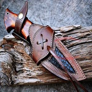 Cuchillo de acero de Damasco hecho a mano, hoja de supervivencia de 110 capas, cuchillo de caza - Product Image 1