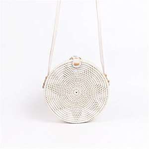 Bolso de ratán redondo de cantina cruzada de alta moda con lazo Hecho a mano sostenible en Bali Cierre de cremallera Accesorio diario de moda - Product Image 3