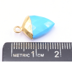 Colgante de howlita 17-19mm facetado 14K/18K chapado en oro latón escudo forma incluye fianza - Product Image 2