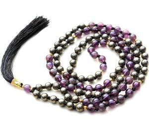 Collier de Perles Mala Unisexe 108 Style Bohème avec Améthyste pour Yoga Hindouisme Fêtes Cadeaux - Product Image 1
