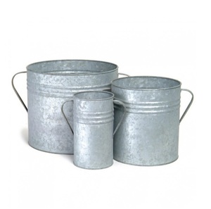 Meilleur lot de 3 jardinières en métal galvanisé gaufré, fabricant et exportateur de jardinières en métal en fer fini unique - Product Image 1