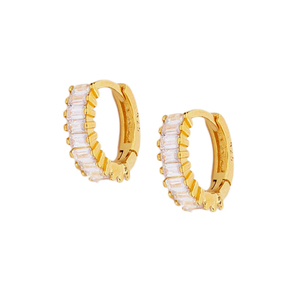 Orecchini a Cerchio ROXI Minimalisti in Argento S925 Placcato Oro 18K con Zircone Rettangolare - Product Image 1