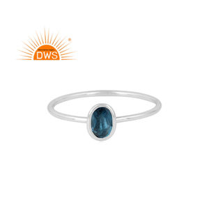 Anillo apilable de piedras preciosas de Topacio Azul de Londres Natural de plata de ley fina para fabricante de joyas de mujer - Product Image 1