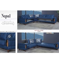 Hochwertiges 6-Sitzer Modulares Gestepptes Modernes Multifunktionales Ecksofa Wohnzimmer Stoff-Eleganz Klappbar mit Stauraum und Liegefunktion