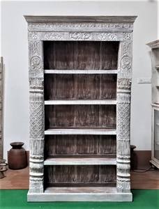 Étagère à livres en bois massif de style ferme, sculptée, éléments architecturaux vintage repensés, utilisation scolaire, salle à manger, entrepôt, meubles de maison - Product Image 6