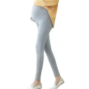 High quality cotton pregnant women pants fashionable maternity leggings solid color adjustable waIst band for women wear