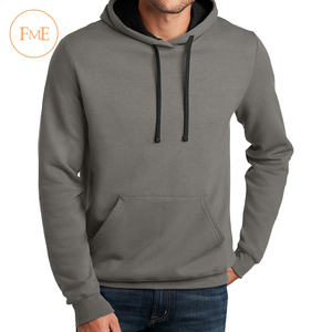 Sweat à capuche d'hiver pour homme en molleton 100 % polyester, impression numérique, cordons contrastants, poche avant - Product Image 1