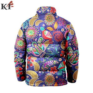 <b>Men's</b> Puffer Jacket Gradient Color Print Windproof Polyester Winter Casual Stand Collar Zipper Closure Regular Fit - Product Image 3