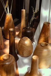 Bois Sculpture À La Main Vase Décoratif Ensemble Intérieur Du Viet Nam _ 99 Or Stockage De Données - Product Image 4