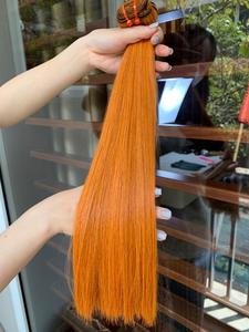 Hot New 2023 Orange couleur 100% cheveux humains vierges, perruques de cheveux crus vietnamiens avec le prix le moins cher du marché - Product Image 3