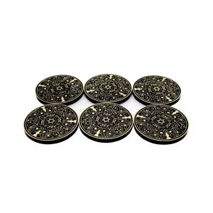 Custom Deep Etched Brass Coaster with Novelty Design <b>Wood</b> Base Mat & Pad for Home Office or Kitchen Table Gifting - Product Image 4