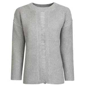 Женский пуловер, свитер, универсальный вязаный джемпер с контрастной панелью, вязаный джемпер с круглым вырезом, зимний Oem длинный большой размер