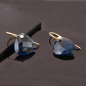 Pendientes de cuarzo de Topacio Azul de Londres para mujer, aretes colgantes de latón, estilo bohemio - Product Image 6