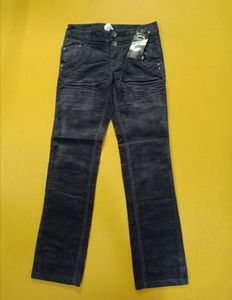 Pantalones de pana de algodón casuales para niña, de marca original, resistentes, teñidos, transpirables, rectos, hasta el tobillo, con doble cierre. - Product Image 1