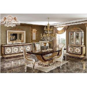 Meubles de salle à manger sculptés italiens classiques Meubles de salle à manger de luxe de style français Table à manger de style italien luxueux - Product Image 1