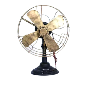 Ventilateur antique jaune avec quatre lames en laiton et cage, ventilateur de table vintage classique, fabricant et exportateur indien - Product Image 2